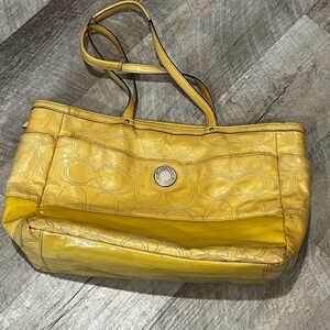 Coach Yellow Leather Tote Bag
